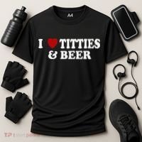 Funny I Love Tittes And Beer Cooling Performance Crew T-Shirt thumb 3