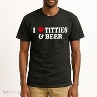 Funny I Love Tittes And Beer Tall T-Shirt thumb 2