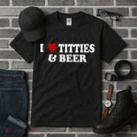 Funny I Love Tittes And Beer Tall T-Shirt thumb 3