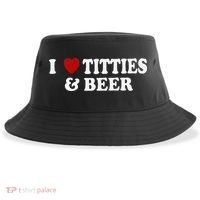 Funny I Love Tittes And Beer Sustainable Bucket Hat thumb 0