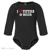 Funny I Love Tittes And Beer Baby Long Sleeve Bodysuit thumb 0