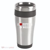 Funny I Love Tittes And Beer 16oz Travel Tumbler thumb 0