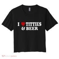 Funny I Love Tittes And Beer Women's Crop Top Tee thumb 0