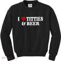 Funny I Love Tittes And Beer Kids Sweatshirt thumb 0