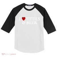 Funny I Love Tittes And Beer Kids Colorblock Raglan Jersey thumb 0