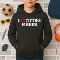 Funny I Love Tittes And Beer Kids Hoodie thumb 2