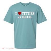 Funny I Love Tittes And Beer Sueded Cloud Jersey T-Shirt thumb 0
