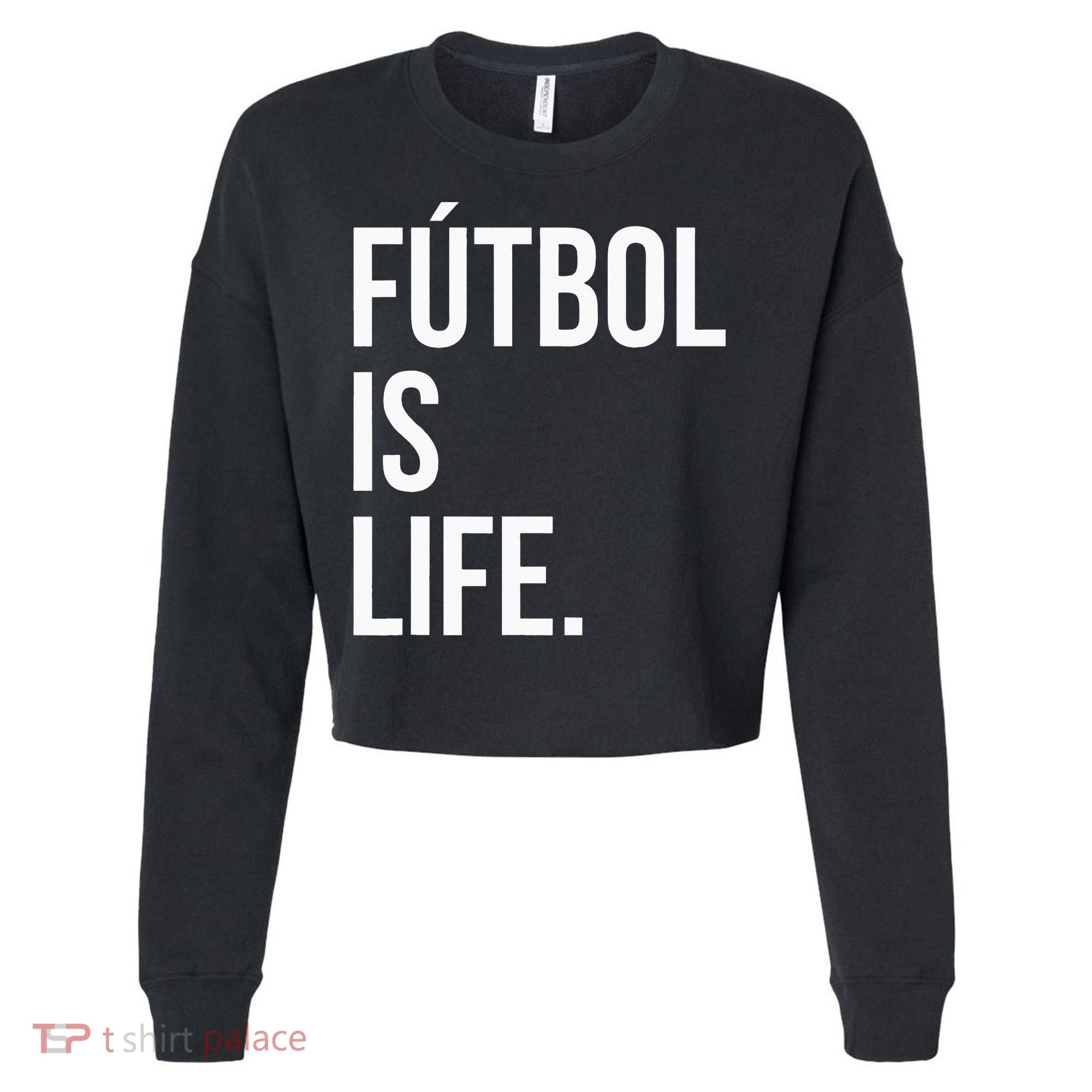 Futbol Is Life Cropped Pullover Crew