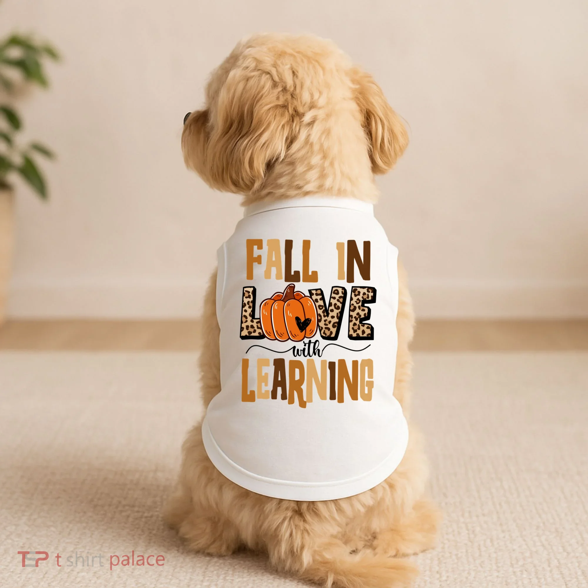 Fall In Love With Learning Teacher Gift Doggie Tank