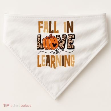 Fall In Love With Learning Teacher Gift USA-Made Doggie Bandana