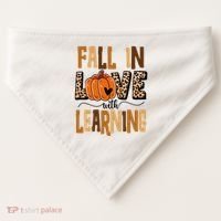 Fall In Love With Learning Teacher Gift USA-Made Doggie Bandana thumb 0