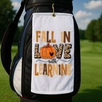 Fall In Love With Learning Teacher Gift Golf Towel thumb 2