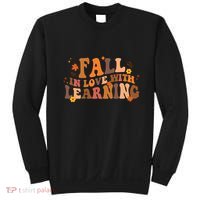 Fall In Love With Learning Fall Teacher Thanksgiving Groovy Sweatshirt thumb 0