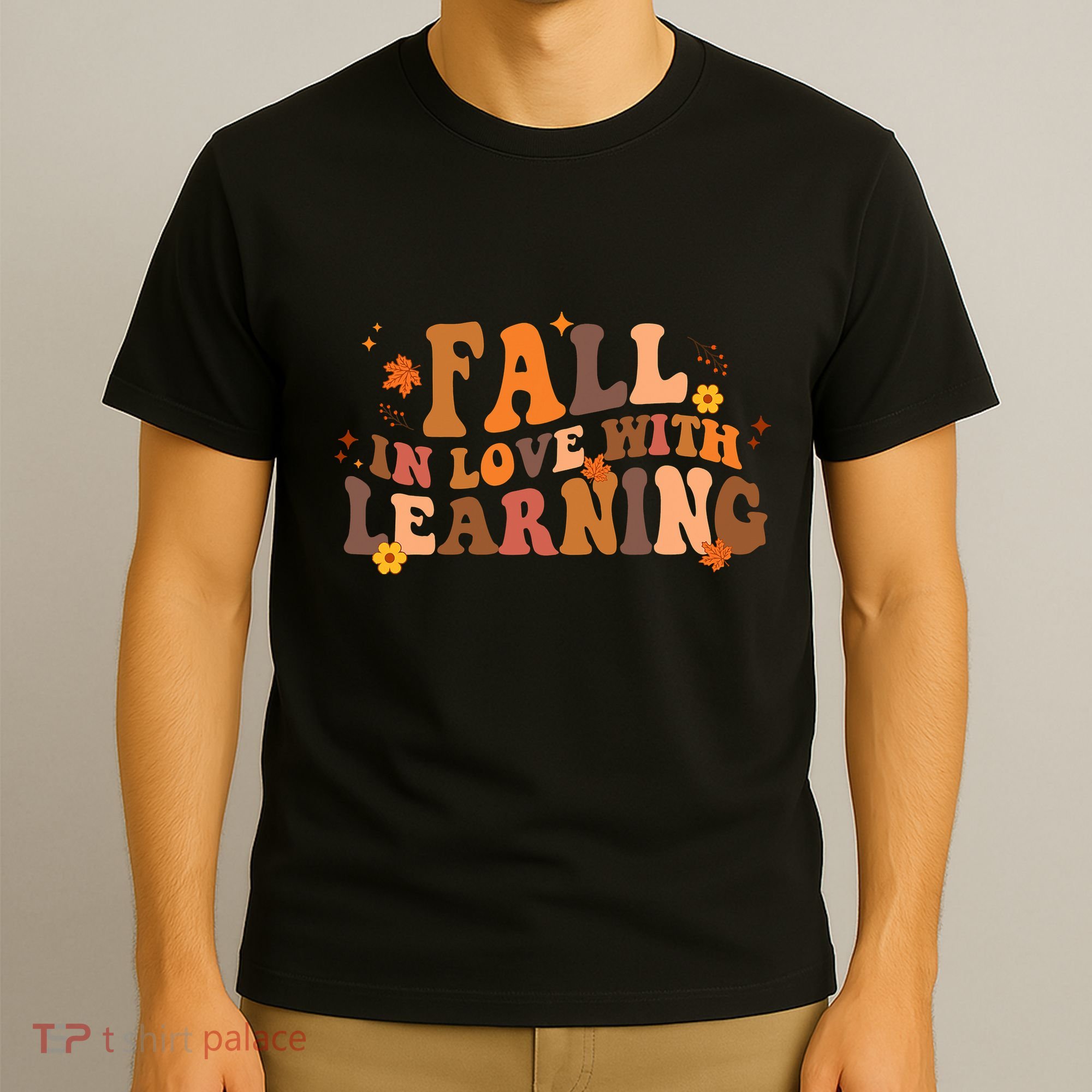 Fall In Love With Learning Fall Teacher Thanksgiving Groovy T-Shirt