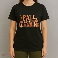 Fall In Love With Learning Fall Teacher Thanksgiving Groovy T-Shirt thumb 4