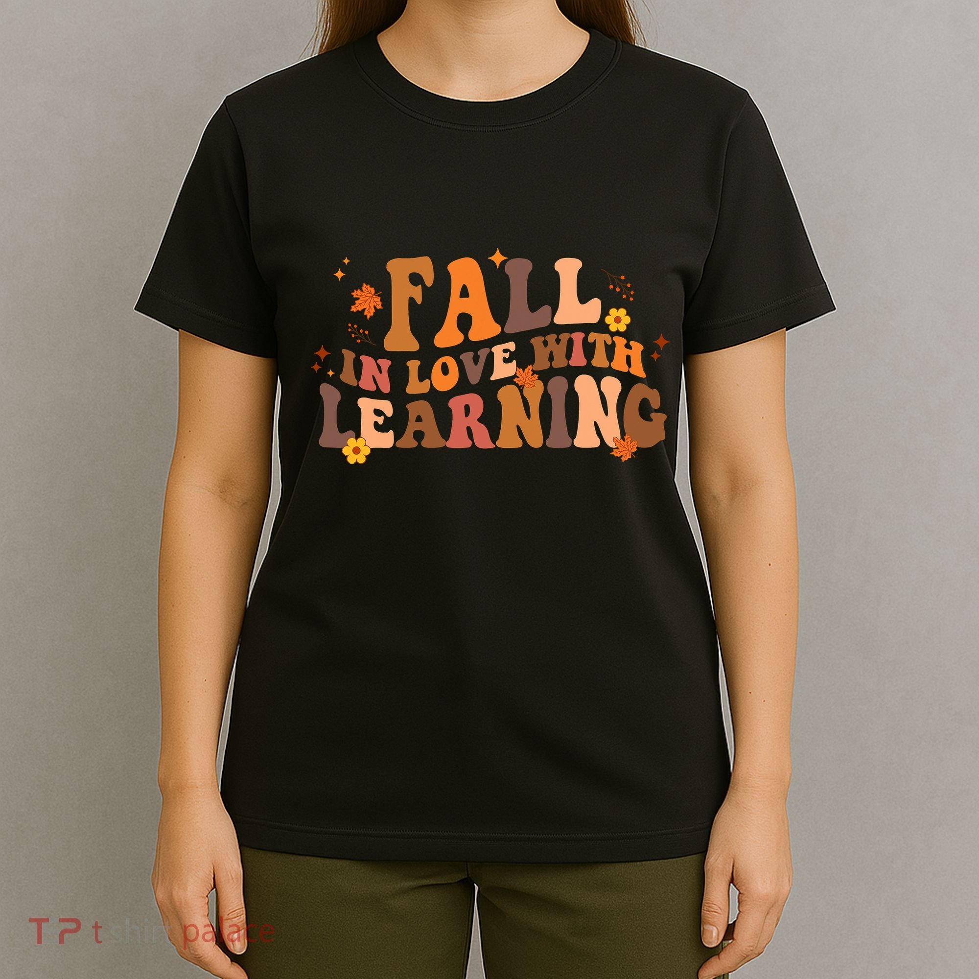 Fall In Love With Learning Fall Teacher Thanksgiving Groovy T-Shirt