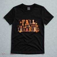 Fall In Love With Learning Fall Teacher Thanksgiving Groovy T-Shirt thumb 5