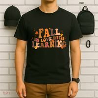 Fall In Love With Learning Fall Teacher Thanksgiving Groovy T-Shirt thumb 6