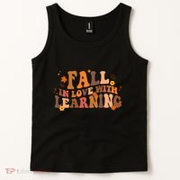 Fall In Love With Learning Fall Teacher Thanksgiving Groovy Tank Top thumb 2