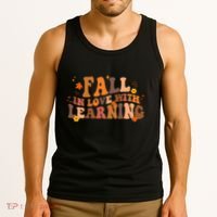 Fall In Love With Learning Fall Teacher Thanksgiving Groovy Tank Top thumb 3