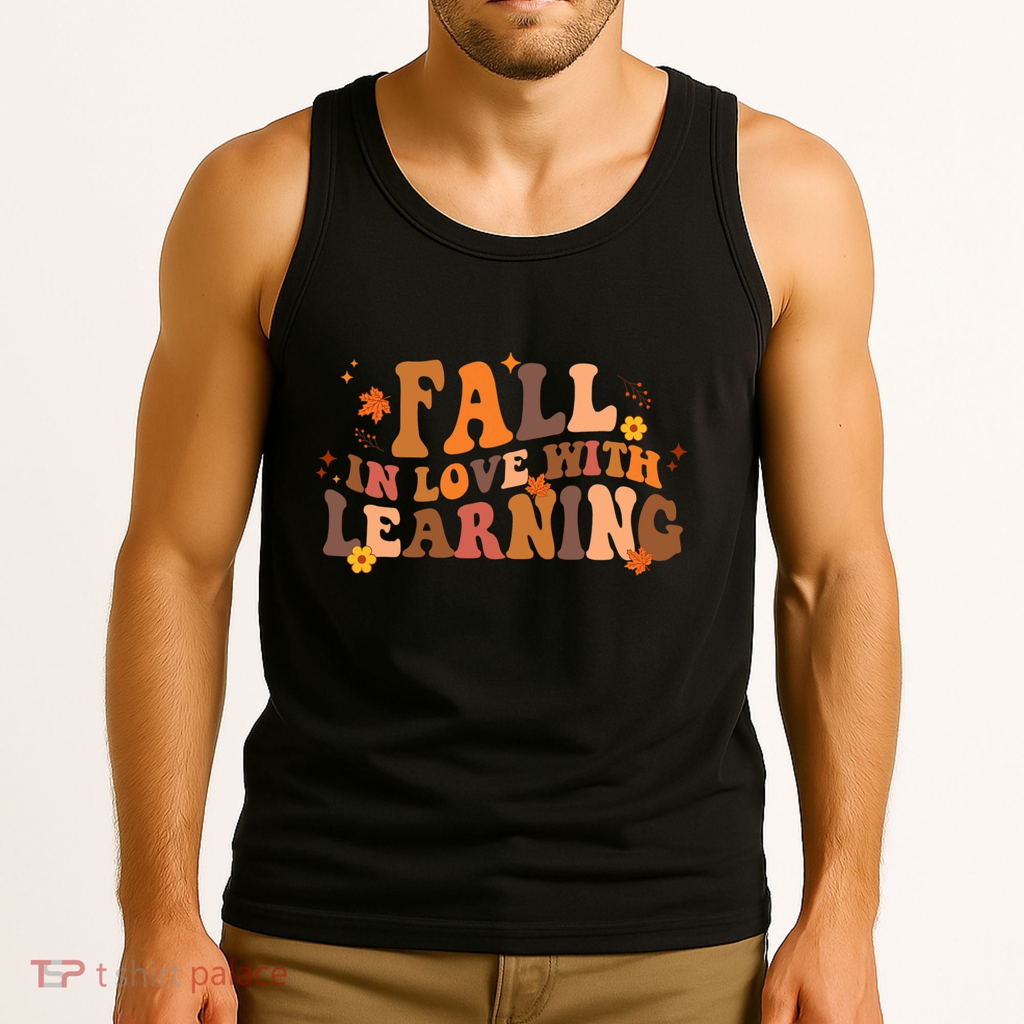 Fall In Love With Learning Fall Teacher Thanksgiving Groovy Tank Top