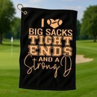 Funny I Love Big Sacks Tight Ends And A Strong D Golf Towel thumb 1
