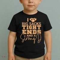 Funny I Love Big Sacks Tight Ends And A Strong D Toddler T-Shirt thumb 2