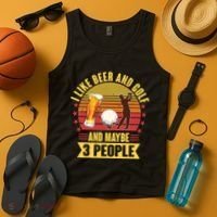 Funny I Like Beer And Golf And Maybe 3 People Tank Top thumb 4