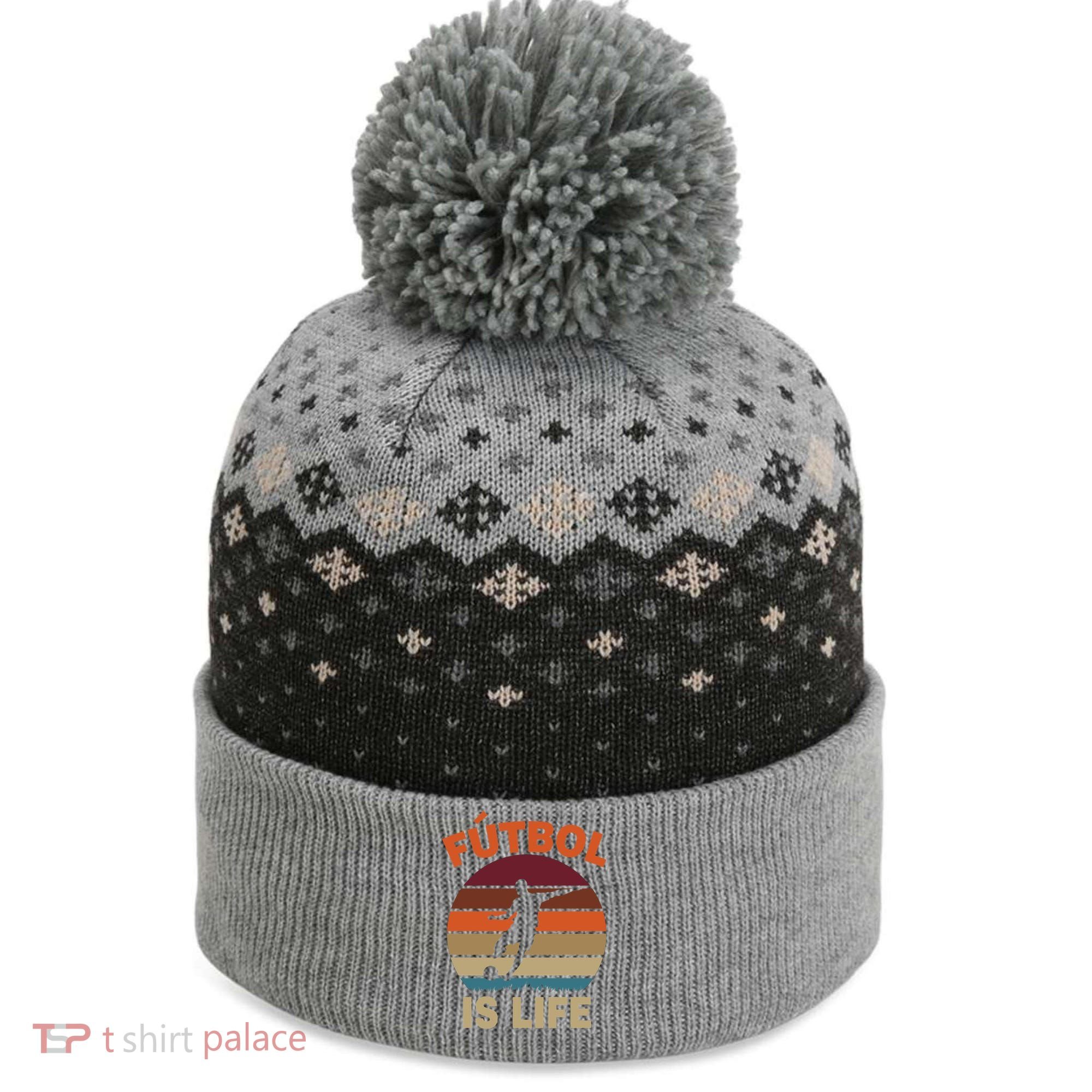Futbol Is Life The Baniff Cuffed Pom Beanie
