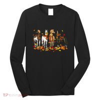 Fall In Love With Cute Horses Thanksgiving Happy Fall Season Long Sleeve Shirt thumb 0