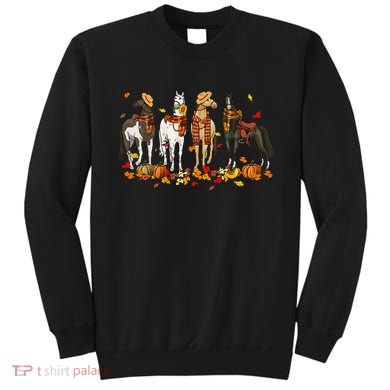 Fall In Love With Cute Horses Thanksgiving Happy Fall Season Sweatshirt