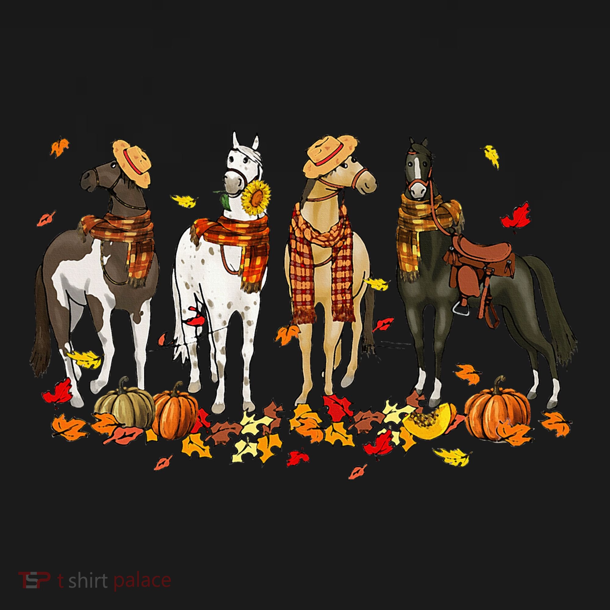 Fall In Love With Cute Horses Thanksgiving Happy Fall Season Bucket Hat
