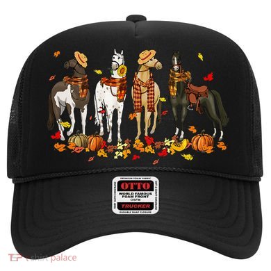 Fall In Love With Cute Horses Thanksgiving Happy Fall Season Hat