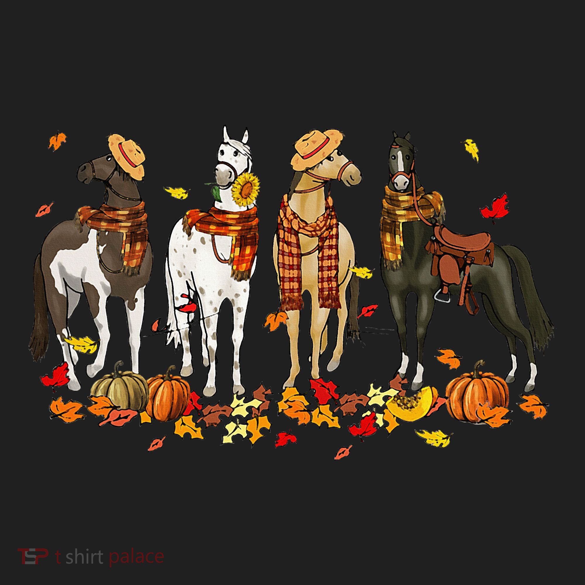 Fall In Love With Cute Horses Thanksgiving Happy Fall Season Hat