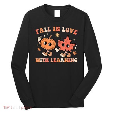 Fall In Love With Learning Fall Teacher Thanksgiving Retro Long Sleeve Shirt