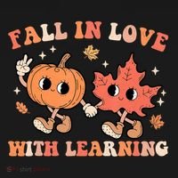 Fall In Love With Learning Fall Teacher Thanksgiving Retro Long Sleeve Shirt thumb 2