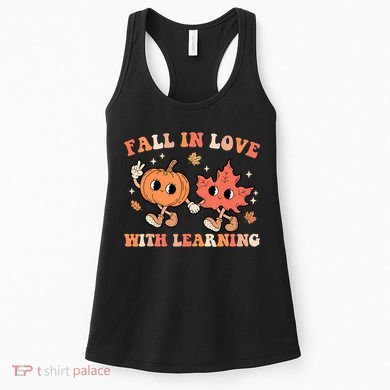 Fall In Love With Learning Fall Teacher Thanksgiving Retro Women's Tank Top
