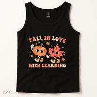 Fall In Love With Learning Fall Teacher Thanksgiving Retro Tank Top thumb 2