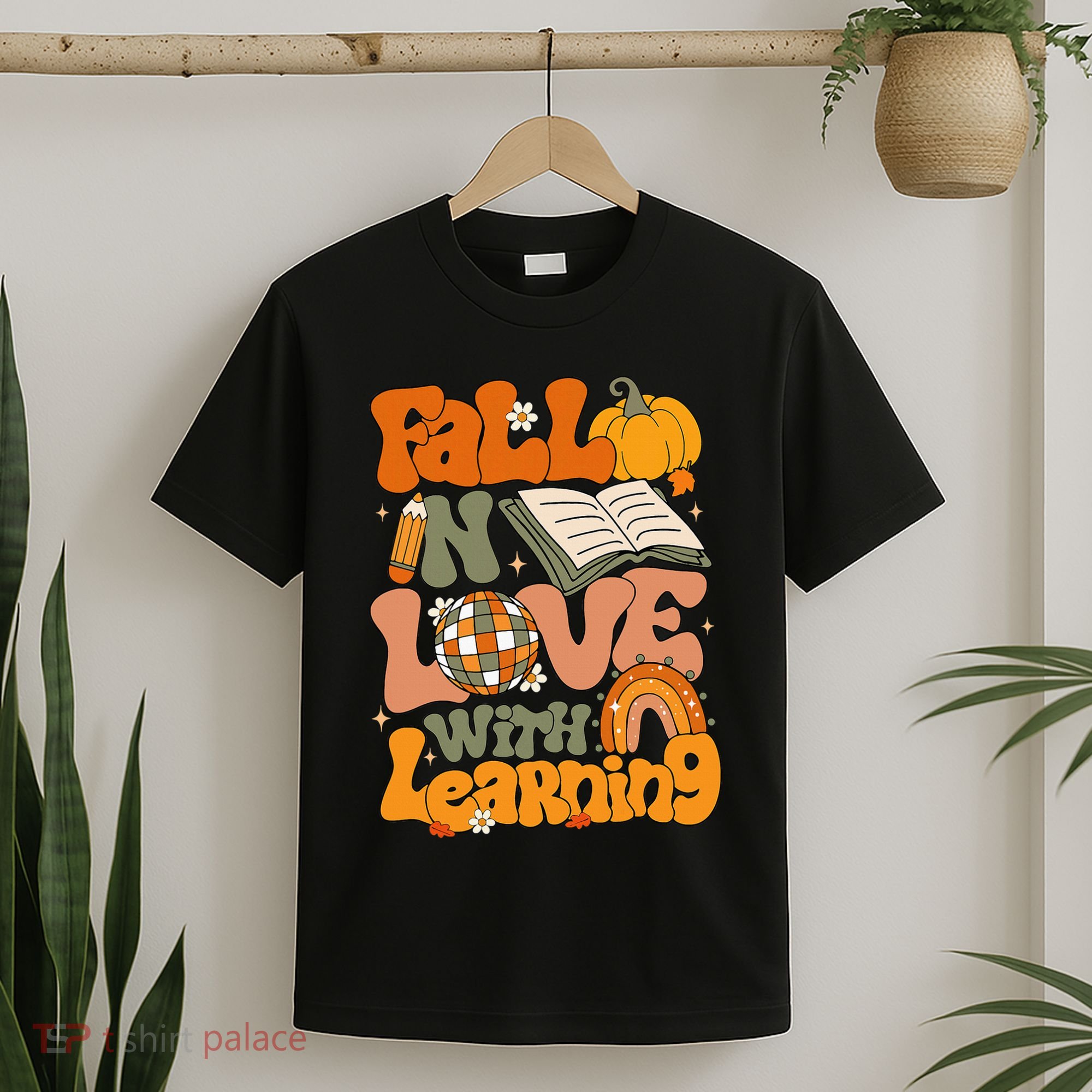 Fall In Love With Learning Autum Thanksgiving Teacher T-Shirt