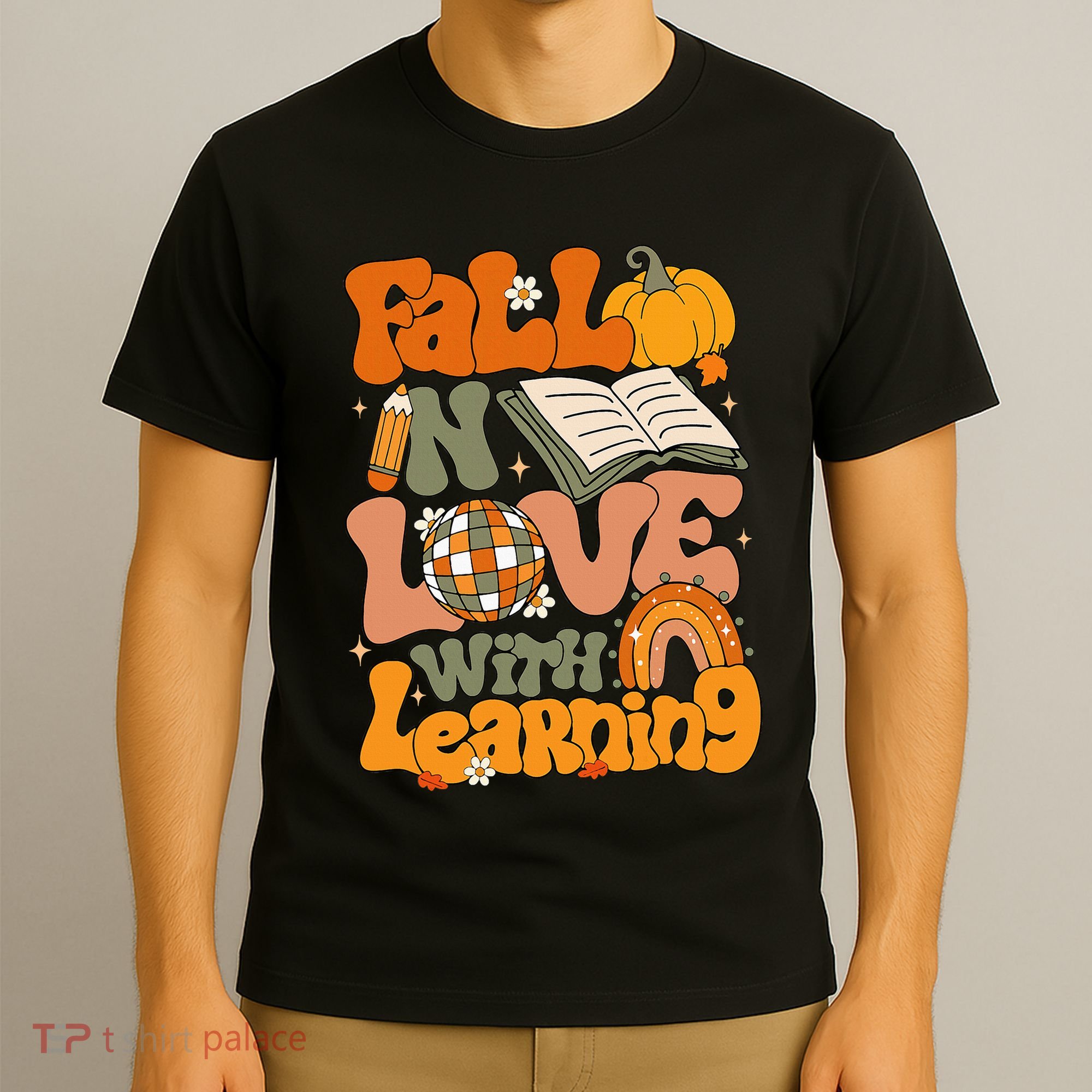 Fall In Love With Learning Autum Thanksgiving Teacher T-Shirt