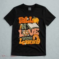 Fall In Love With Learning Autum Thanksgiving Teacher T-Shirt thumb 5