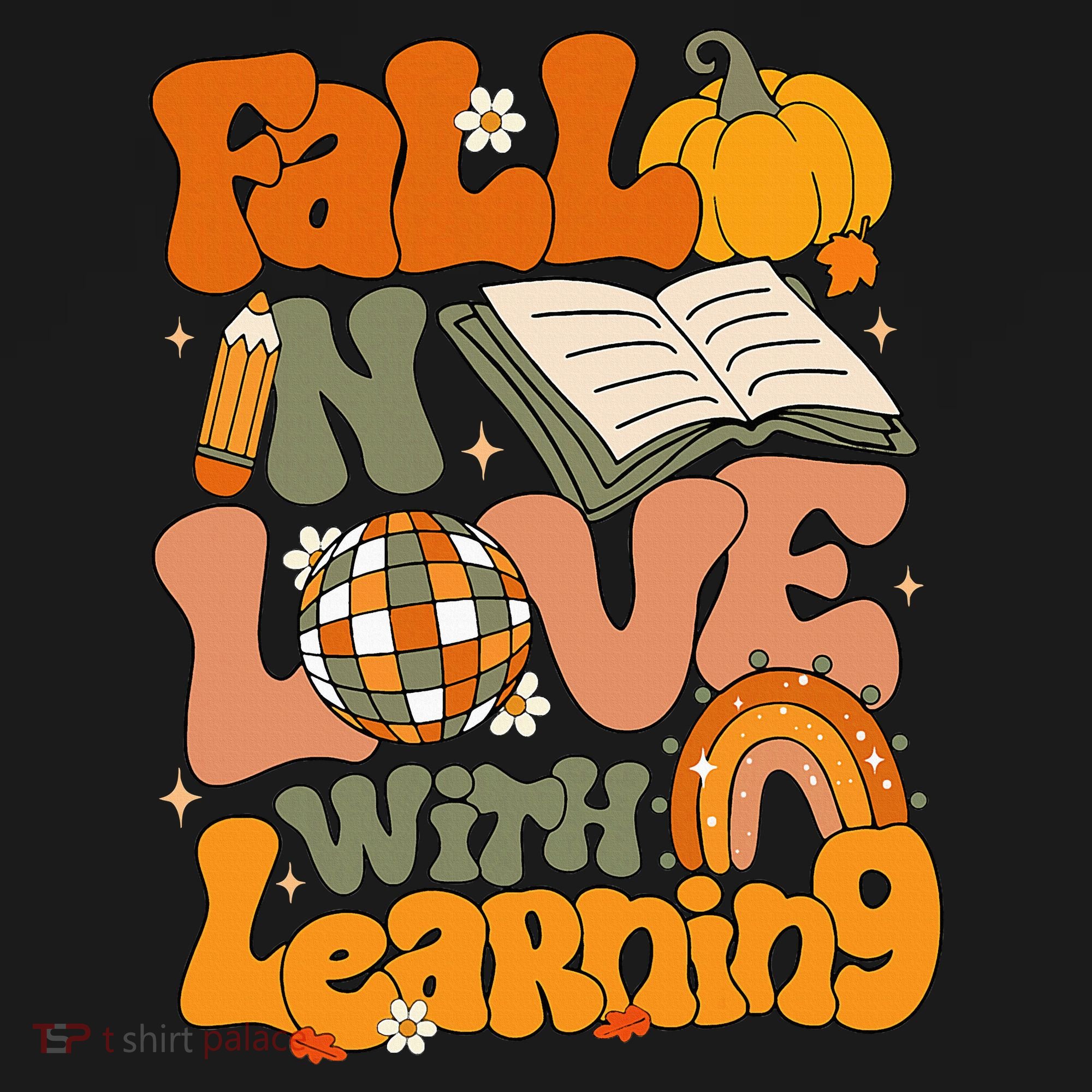 Fall In Love With Learning Autum Thanksgiving Teacher T-Shirt