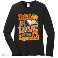 Fall In Love With Learning Autum Thanksgiving Teacher Women's Long Sleeve Shirt thumb 0