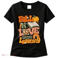 Fall In Love With Learning Autum Thanksgiving Teacher Women's T-Shirt thumb 0