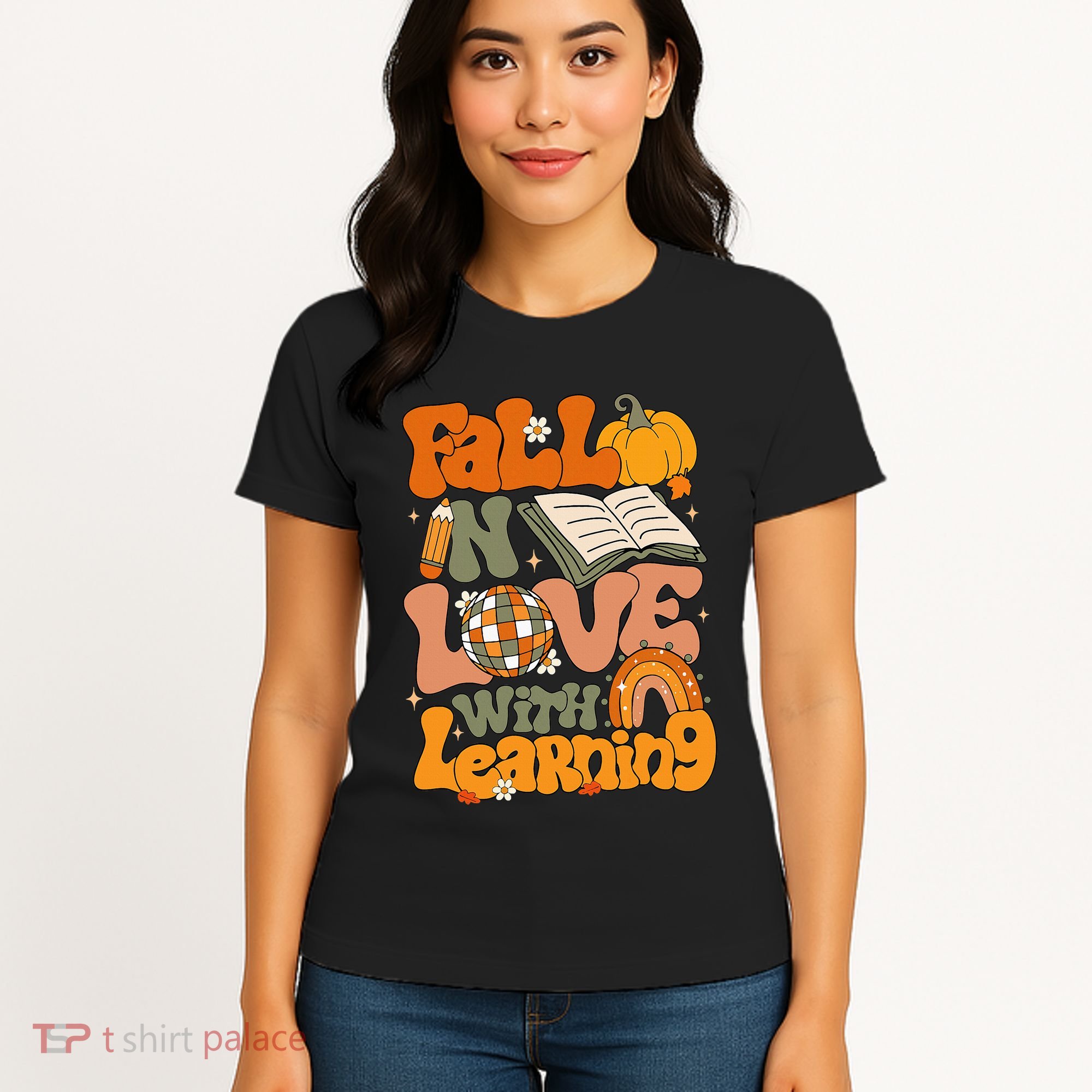 Fall In Love With Learning Autum Thanksgiving Teacher Women's T-Shirt