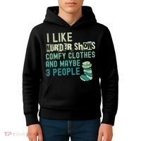 Funny I Like Murder Shows Comfy Clothes And Maybe 3 People Kids Hoodie thumb 4