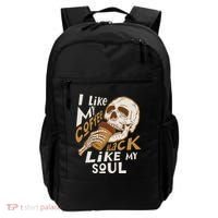 Funny I Like My Coffee Black Like My Soul Skeleton Coffee Lover Backpack thumb 0