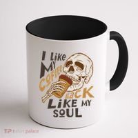 Funny I Like My Coffee Black Like My Soul Skeleton Coffee Lover Coffee Mug thumb 1