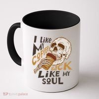Funny I Like My Coffee Black Like My Soul Skeleton Coffee Lover Coffee Mug thumb 0