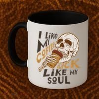 Funny I Like My Coffee Black Like My Soul Skeleton Coffee Lover Coffee Mug thumb 2